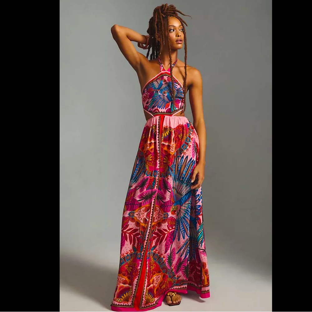 Farm Rio Macaw Scarf Maxi Dress